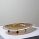 Antique mother-of-pearl tripod bowl empty pocket with silver metal legs