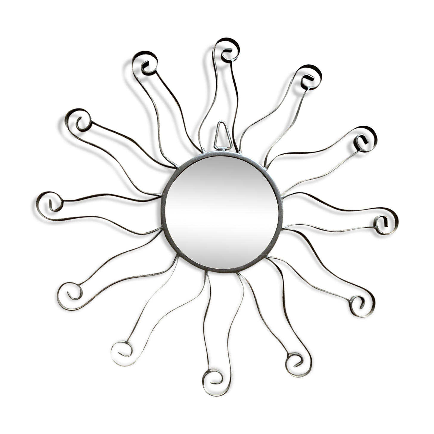 Miroir soleil en fer ondulé 1960 D58cm