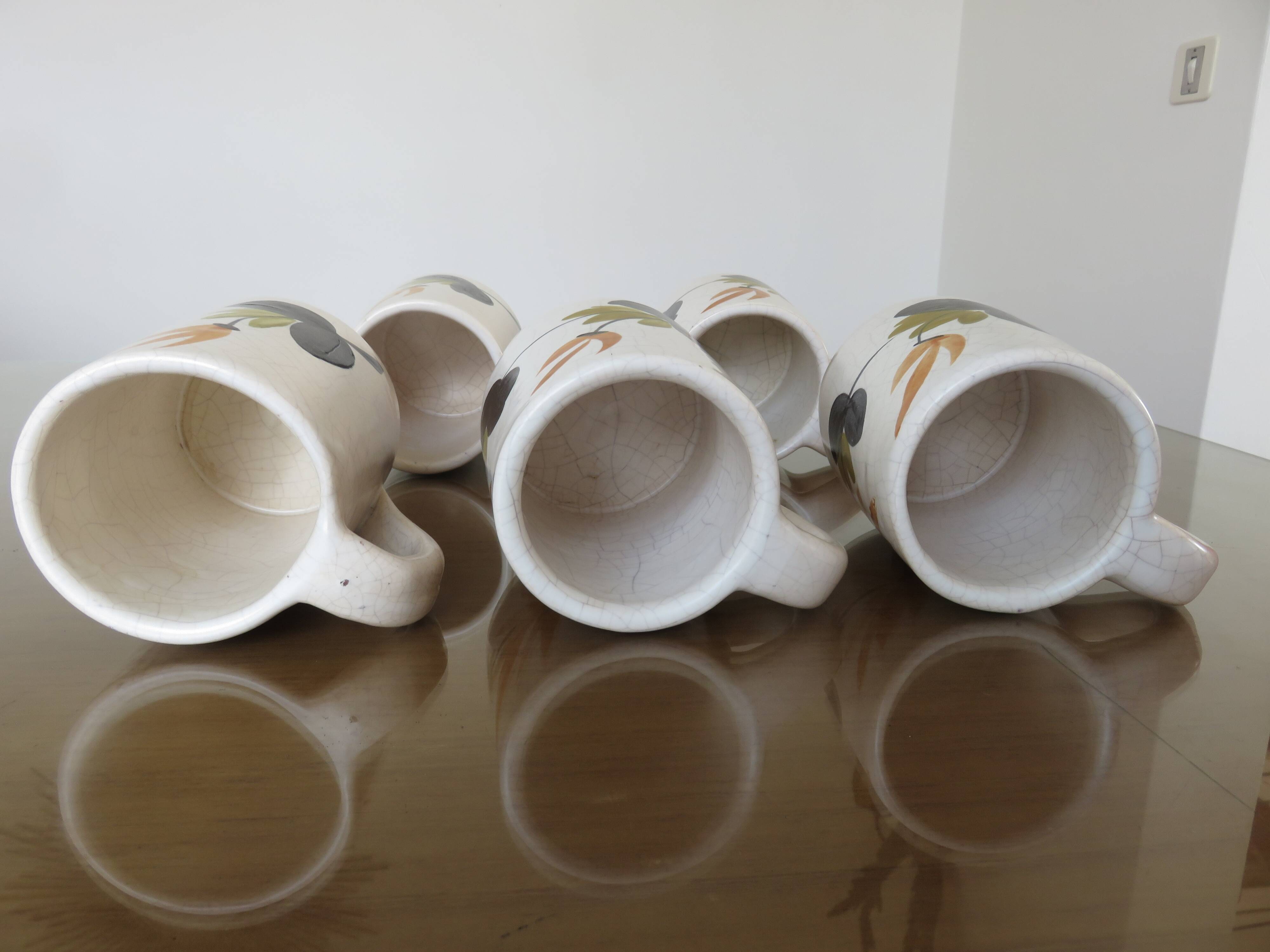 Ceramic cracked orangeade service, floral pattern from the 60s.
