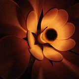 Flower wall light made of rattan and old pink linen petals