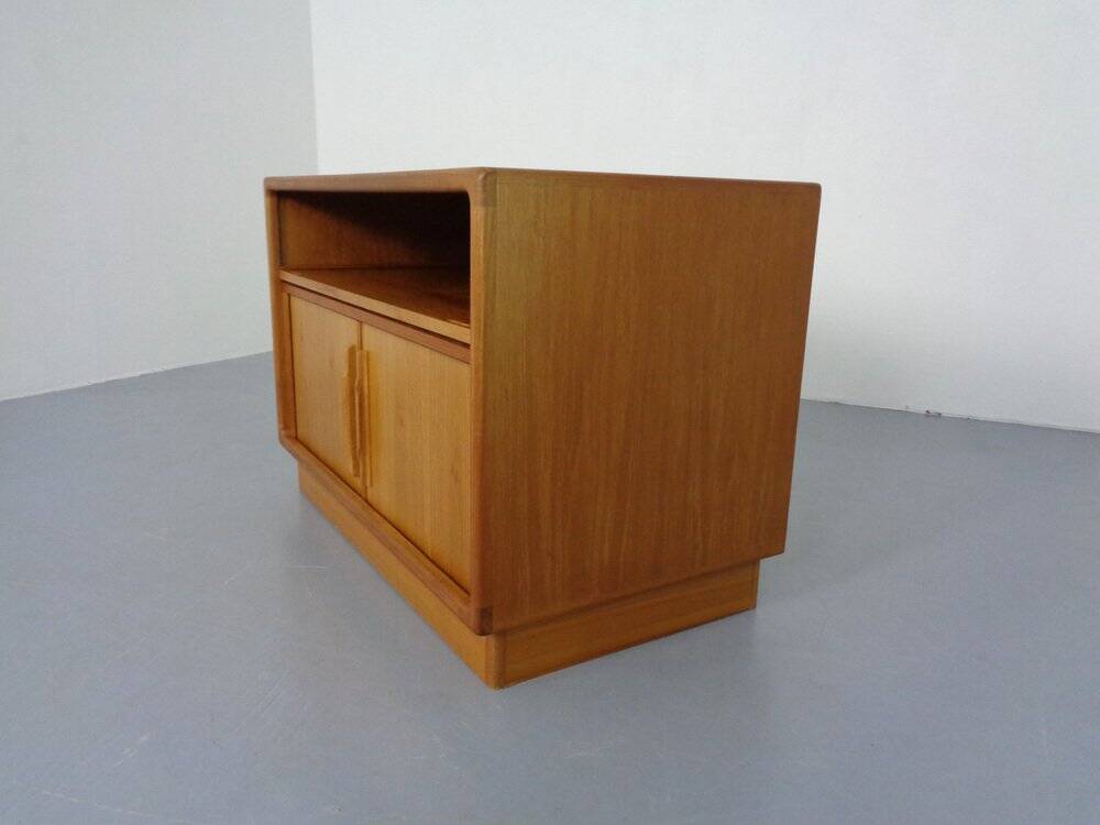 Small Teak Tambour Media Sideboard from Dyrlund, 1970s