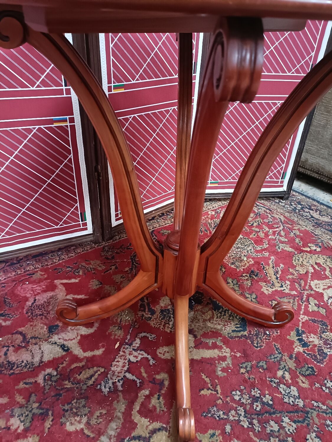 Cherry quadripod pedestal table