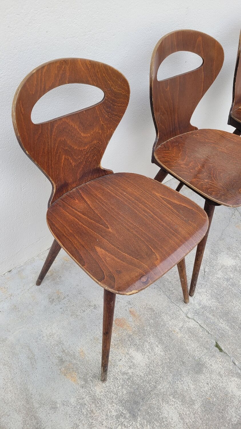 Series of 3 bistro chairs baumann model Fourmi 1950 vintage