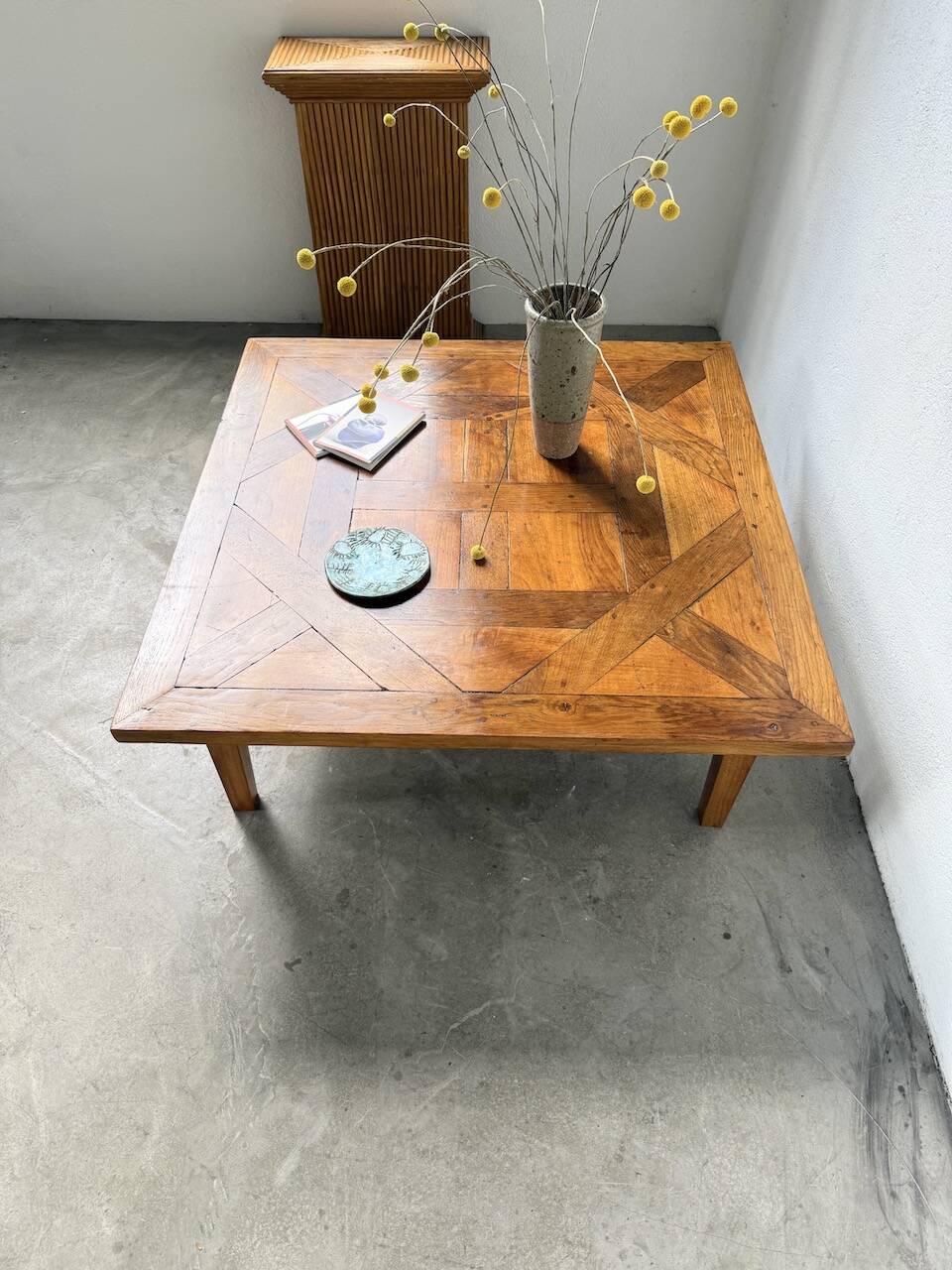 1940s inlaid oak coffee table