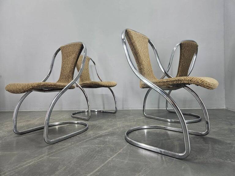 Set of Four Midcentury Dining Chairs, Gastone Rinaldi, Italy, 1970s