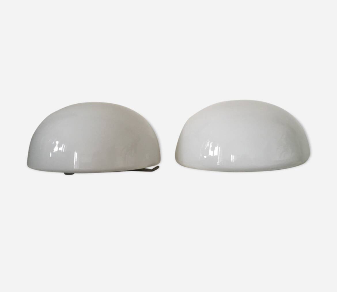 Set of 2 opaline wall lights D15cm