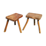 Pair of brutalist tripode stools vintage campaign