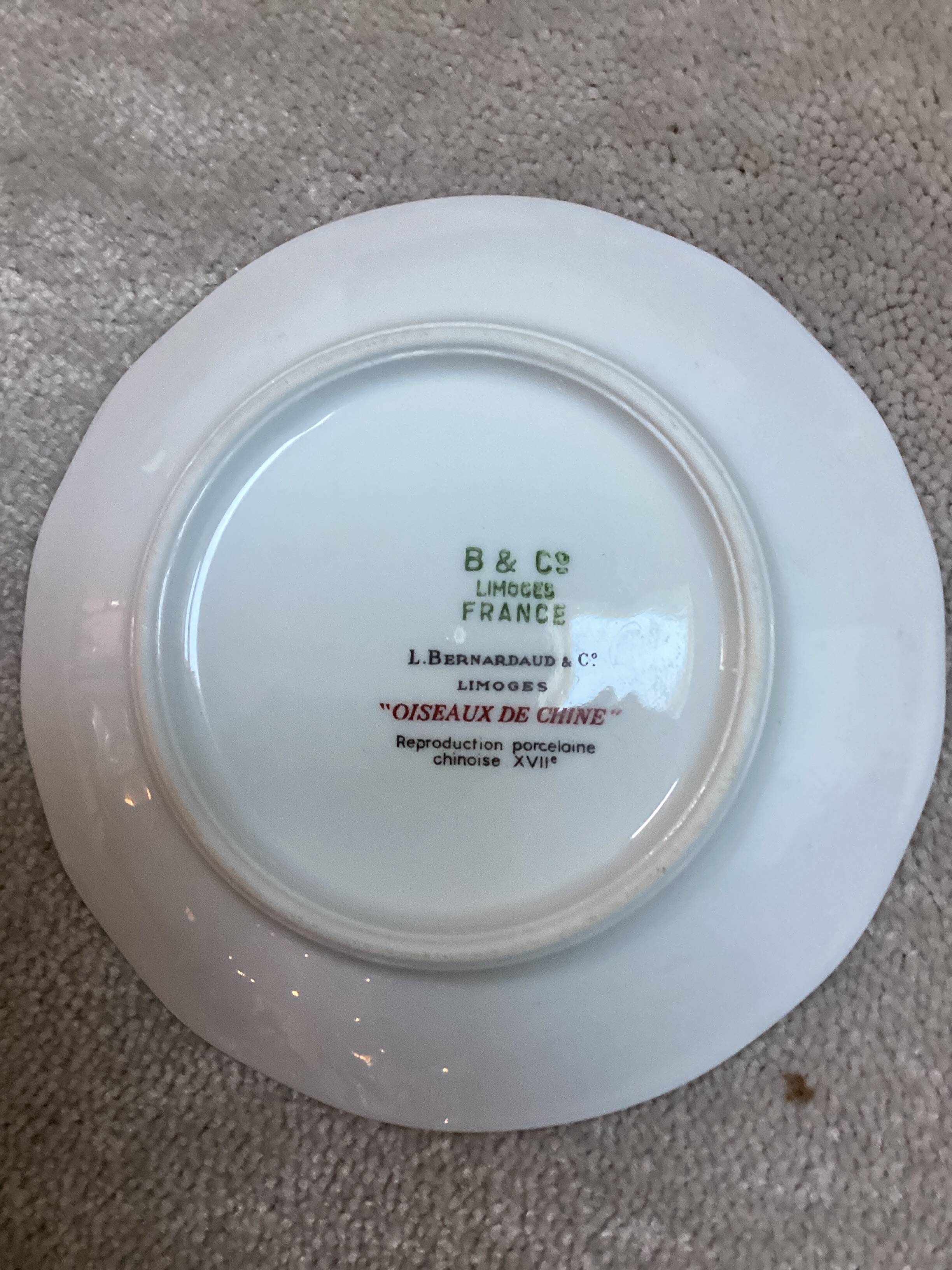 Tasses à café Bernardaud oiseaux de chine