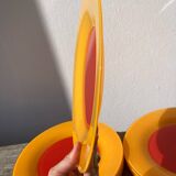 10 yellow and orange glass dinner plates
