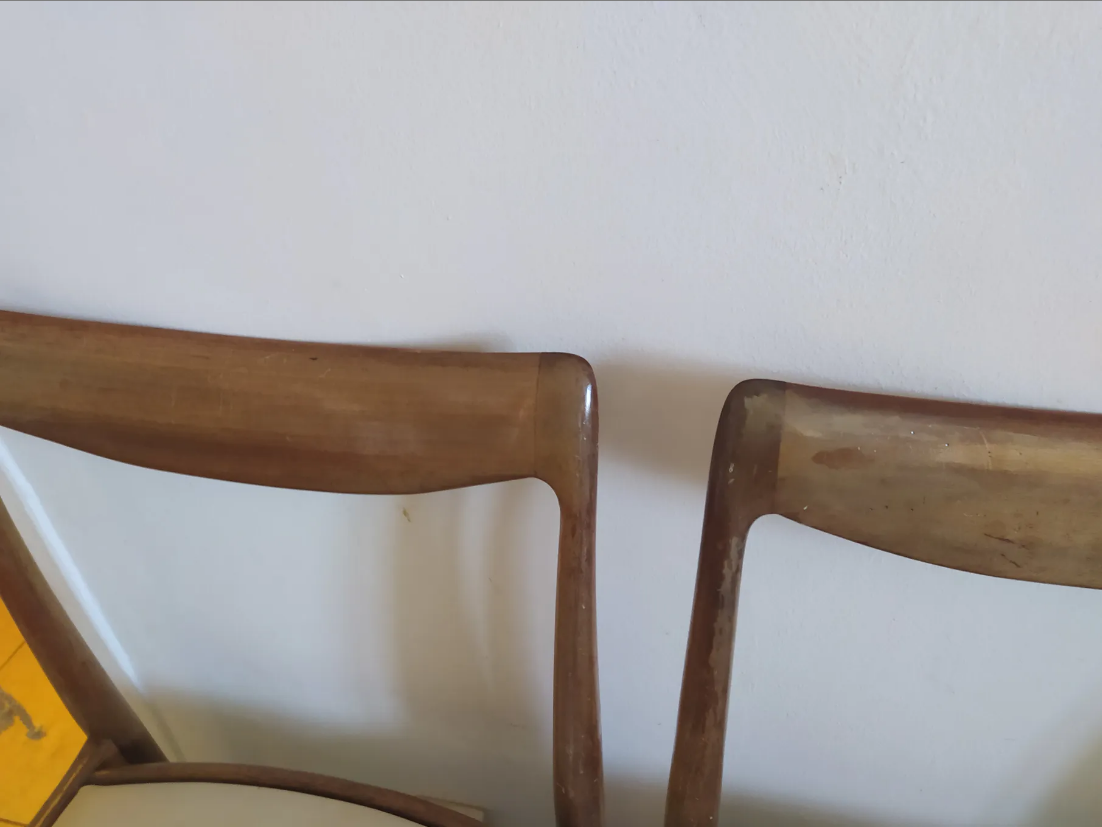 4 scandinavian beige white teak chairs