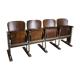 Vintage 4-seater cinema bench in metal and wood, Netherlands, 1930s