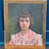 Portrait of a young bourgeois woman on canvas