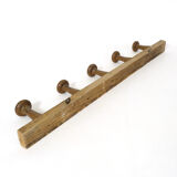 Vintage wooden coat rack, 5 hooks