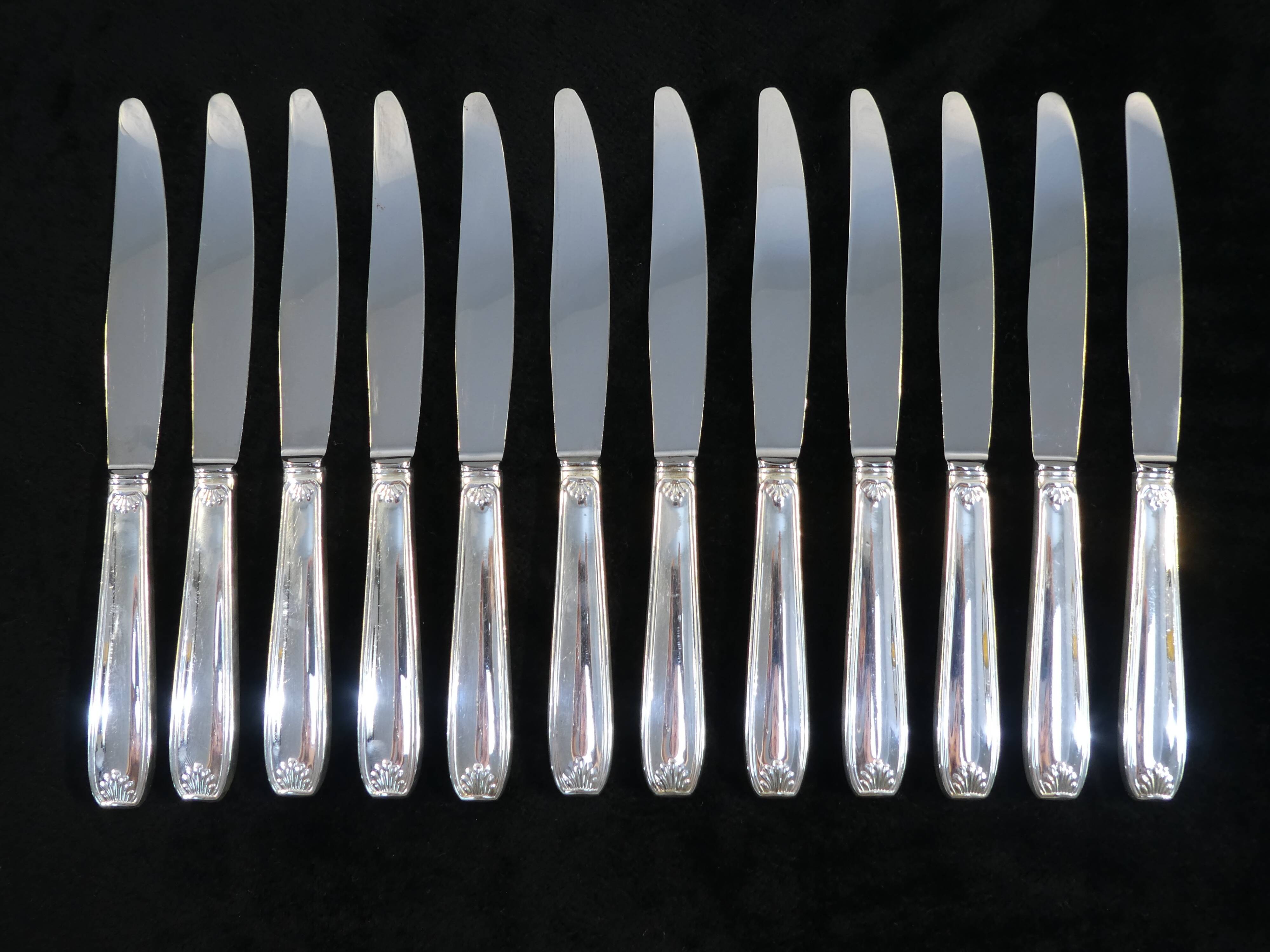 Box 12 knives entremet dessert silver metal cheese