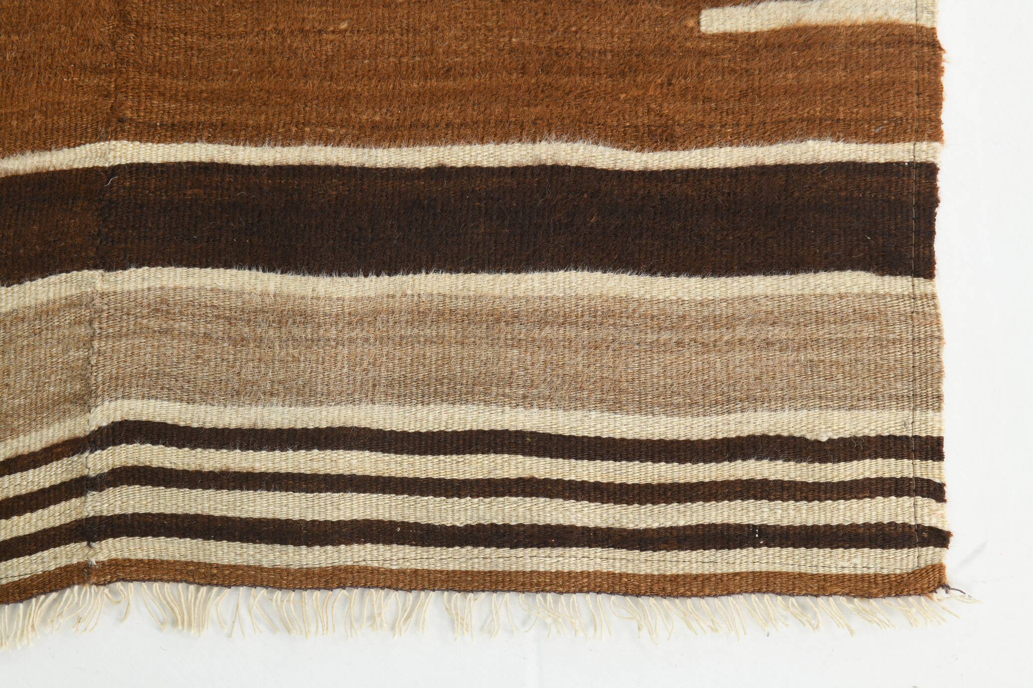 4x5 Camel Brown & Beige Vintage Kilim Rug, 118x161Cm