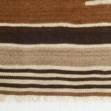 4x5 Camel Brown & Beige Vintage Kilim Rug, 118x161Cm