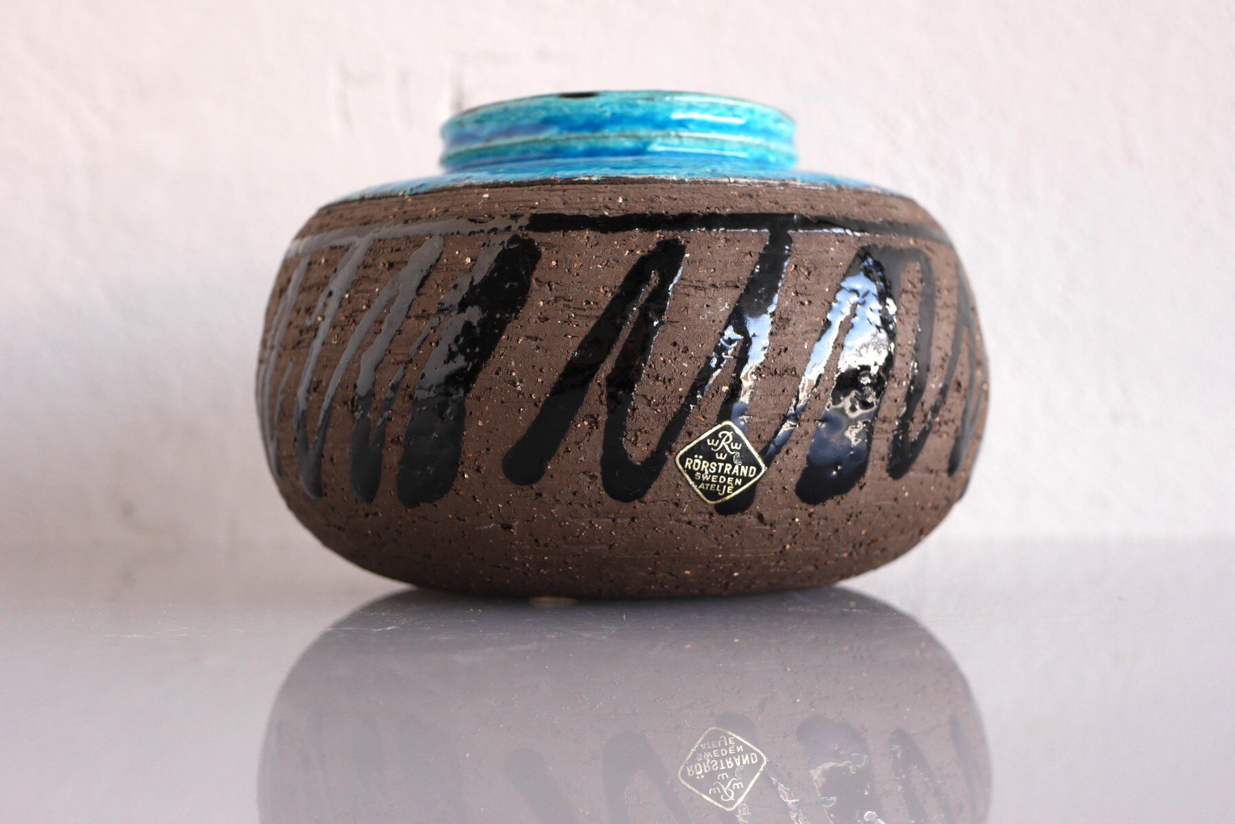 Mid-century modern studio art ceramic vase by Inger Persson for Rörstrand, Sweden, 1970s