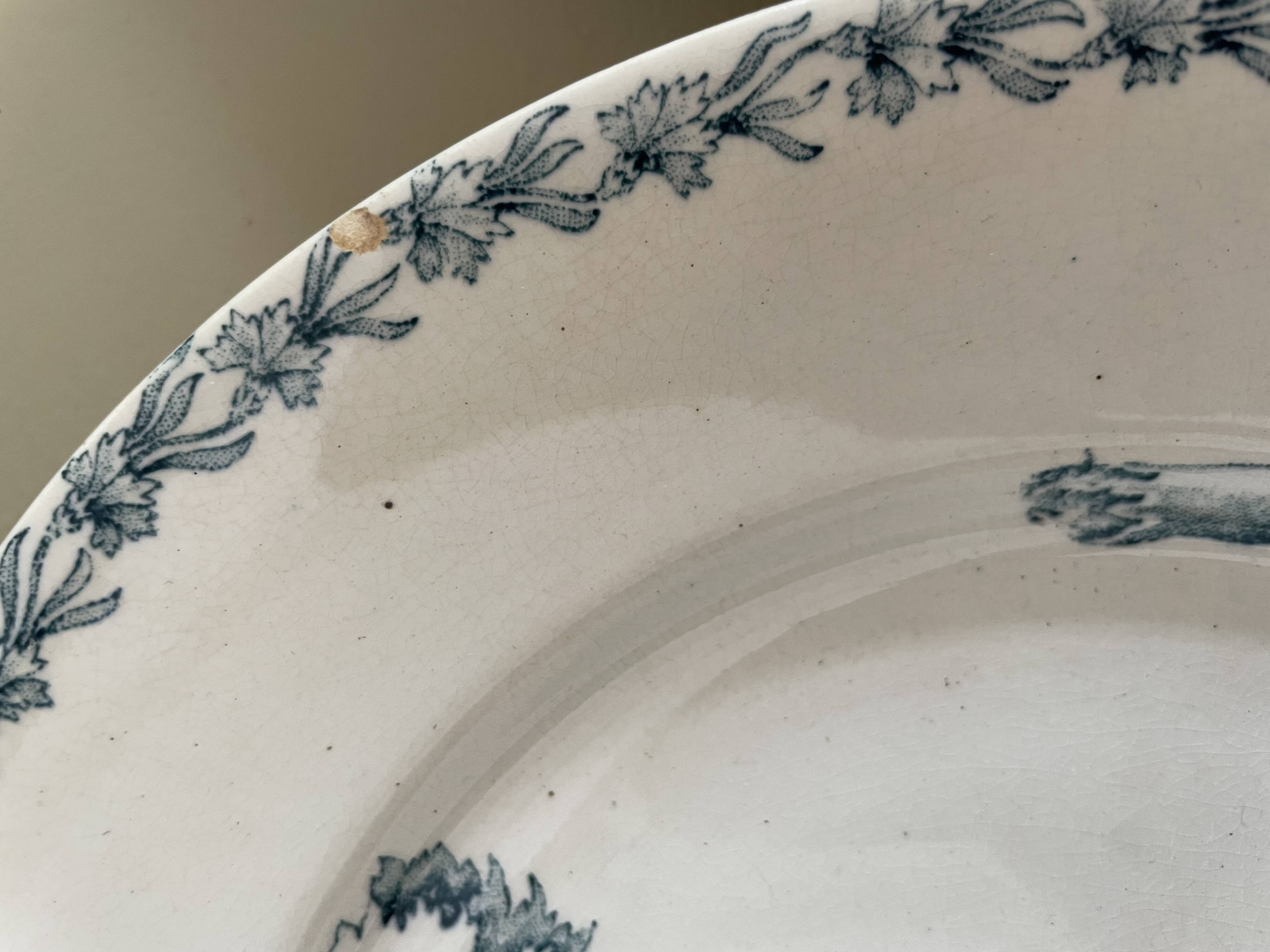 Set of 10 Lunéville ironstone soup plates, Oeillet model