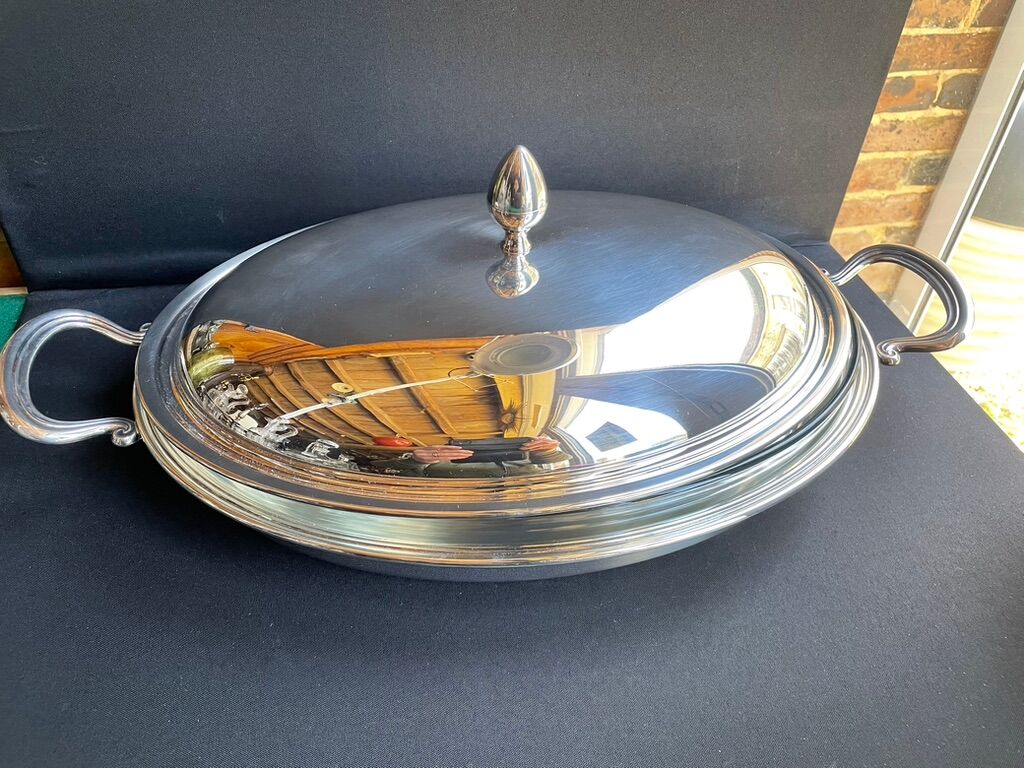 Rino Greggio - OLRI and Pyrex - Large serving dish - Modern - Silver metal, Glass