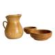 Vintage turned wood pitcher and 2 jars set