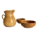 Vintage turned wood pitcher and 2 jars set