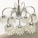German type glass and metal chandelier 9471 by Richard Essig, 1970s.