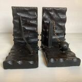 Pair of black wooden bookends