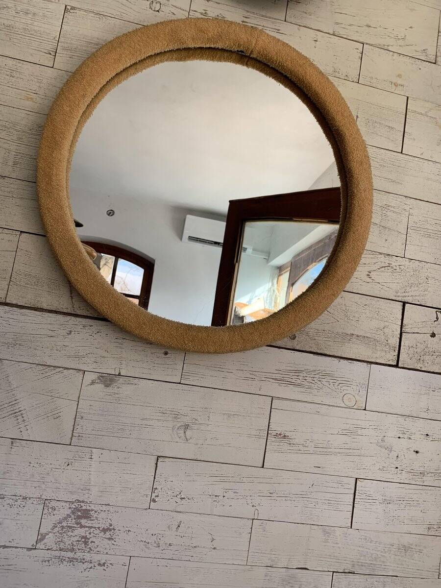 Wall Mirror with the Yellow Fabric, 1950s