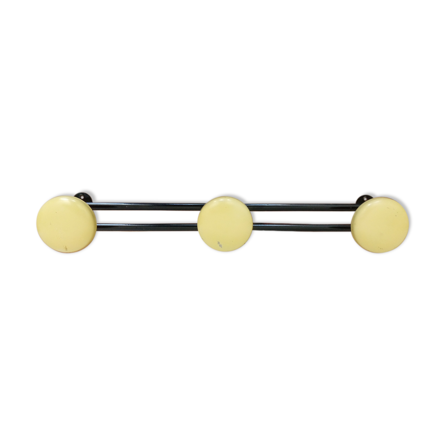 Wall coat hanger-3 metal hooks-Black & Yellow-years 50 rockabilly-vintage French