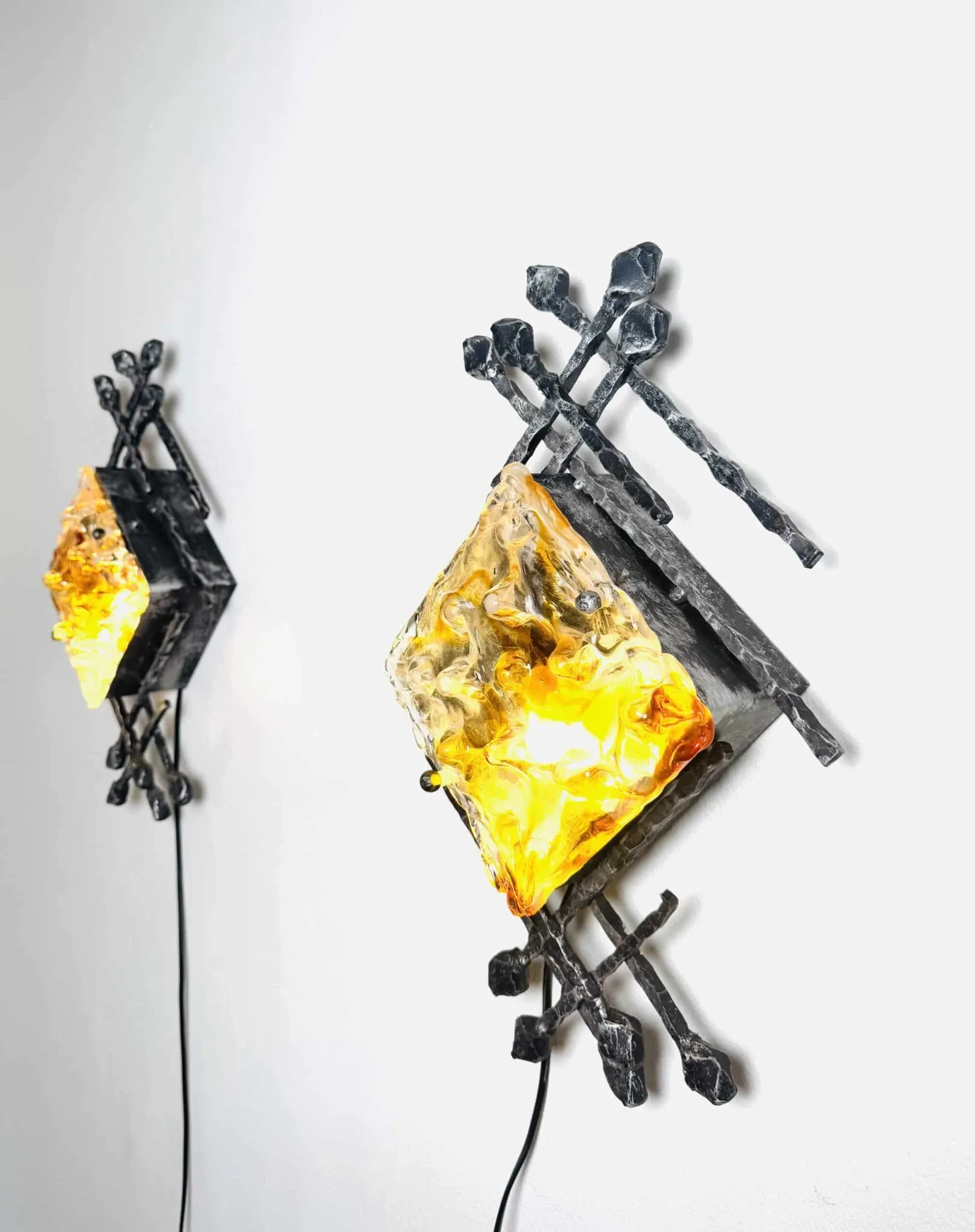 Brutalist Wall Lamps By Tom Ahlström And Hans Ehrlich For A + E Leuchte, Sweden Circa 1960S