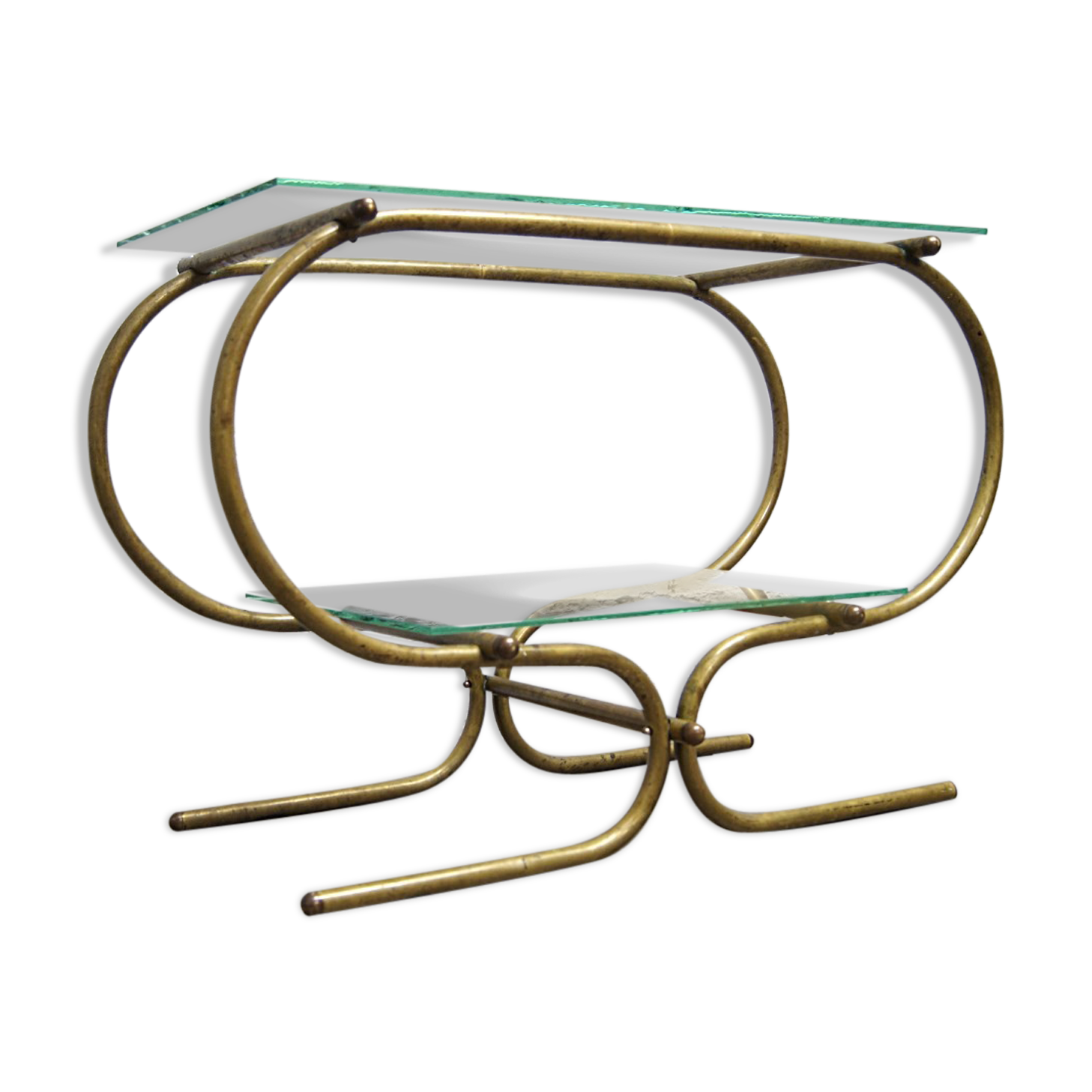 Bauhaus Tubular Brass Side Table, 1930s