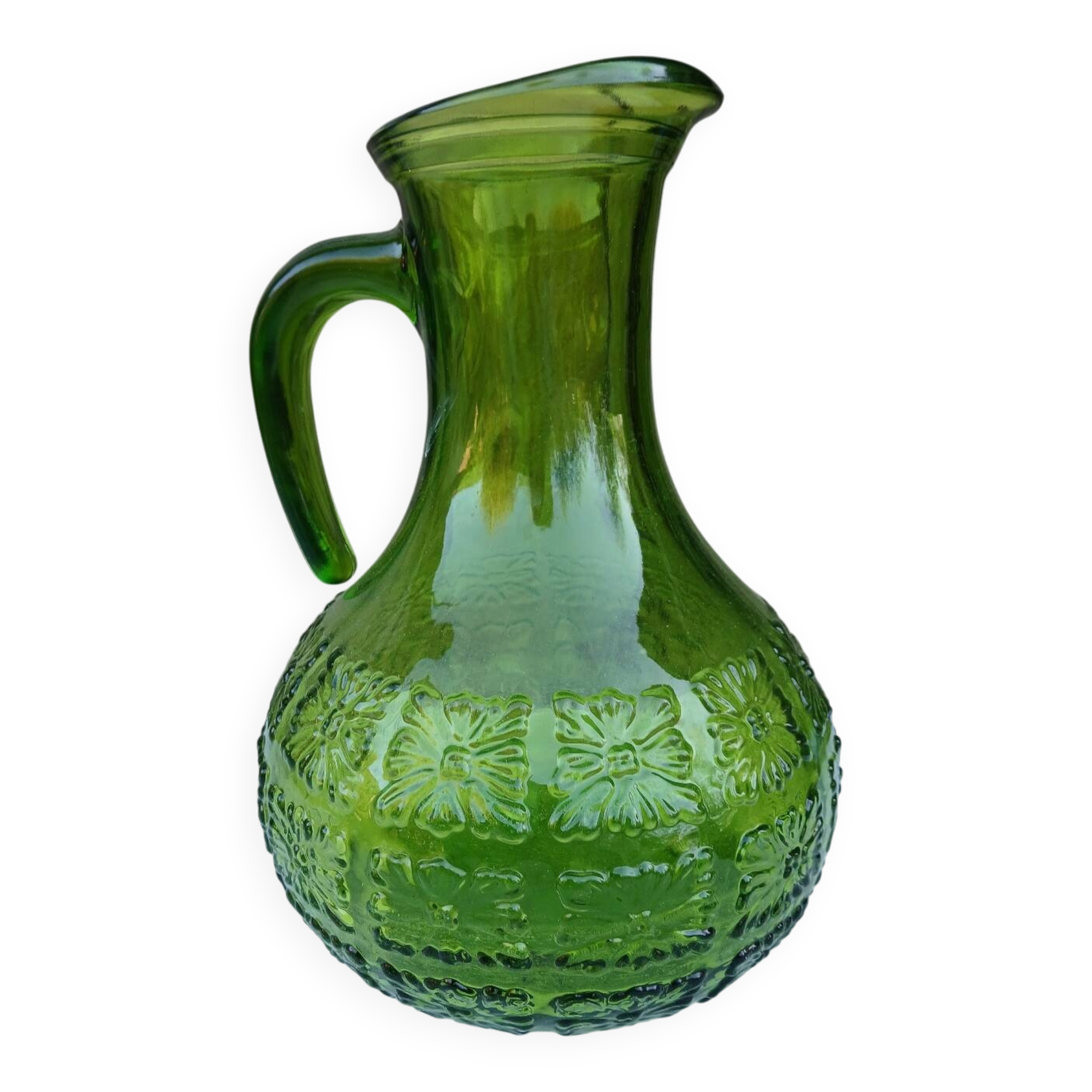 Vintage Italian translucent green carafe