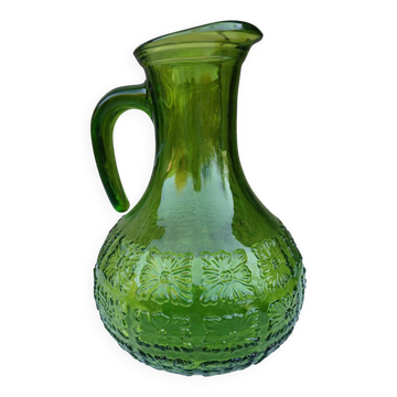 Vintage Italian translucent green carafe