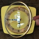 Vintage clock star Formica yellow wall pendulum