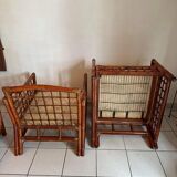 Pair of Rattan and Bamboo Armchairs