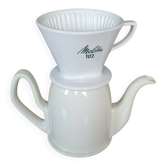 Vintage Melitta 102 Ceramic Coffee Dripper with Matching Coffee Pot