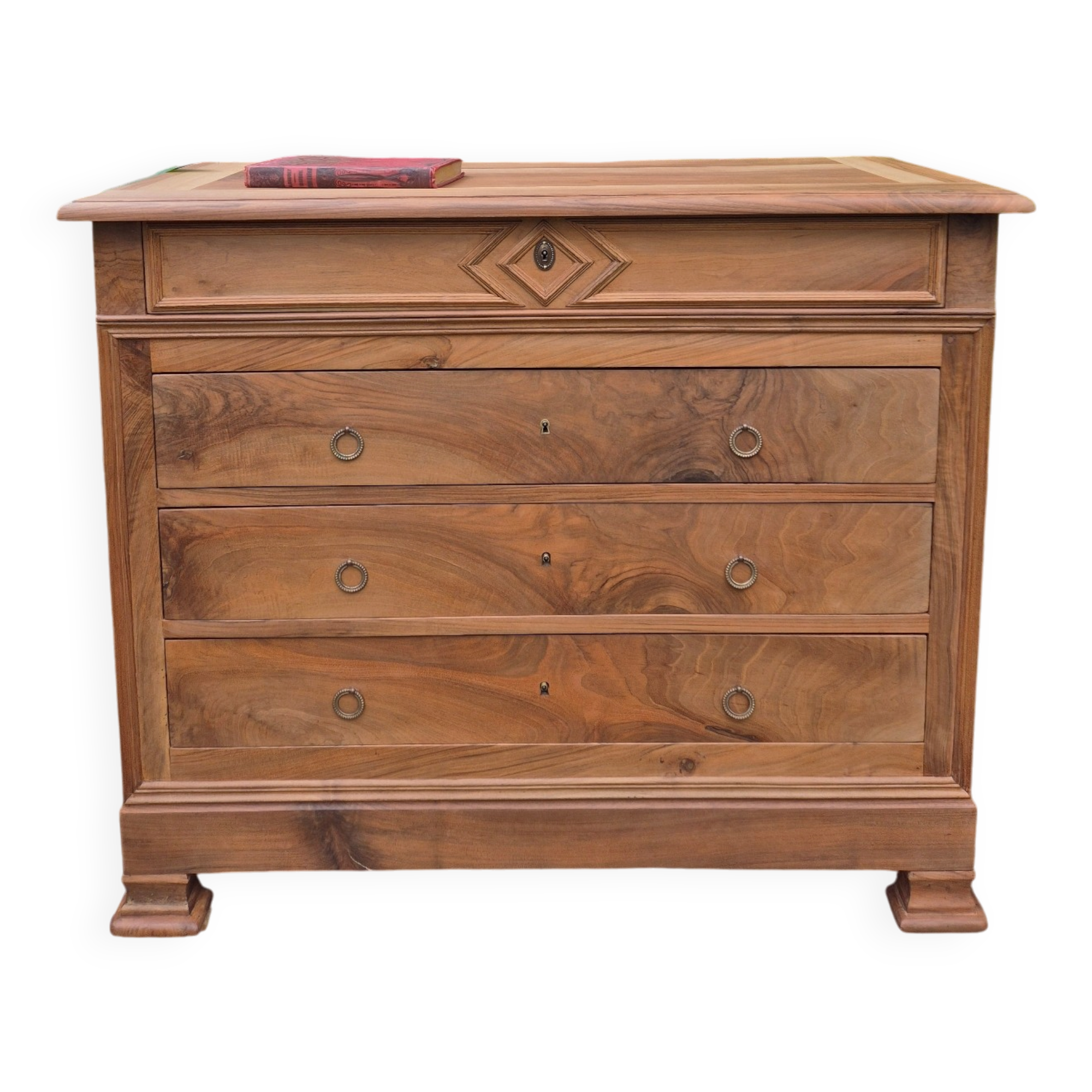 Louis-Philippe chest of drawers in solid walnut