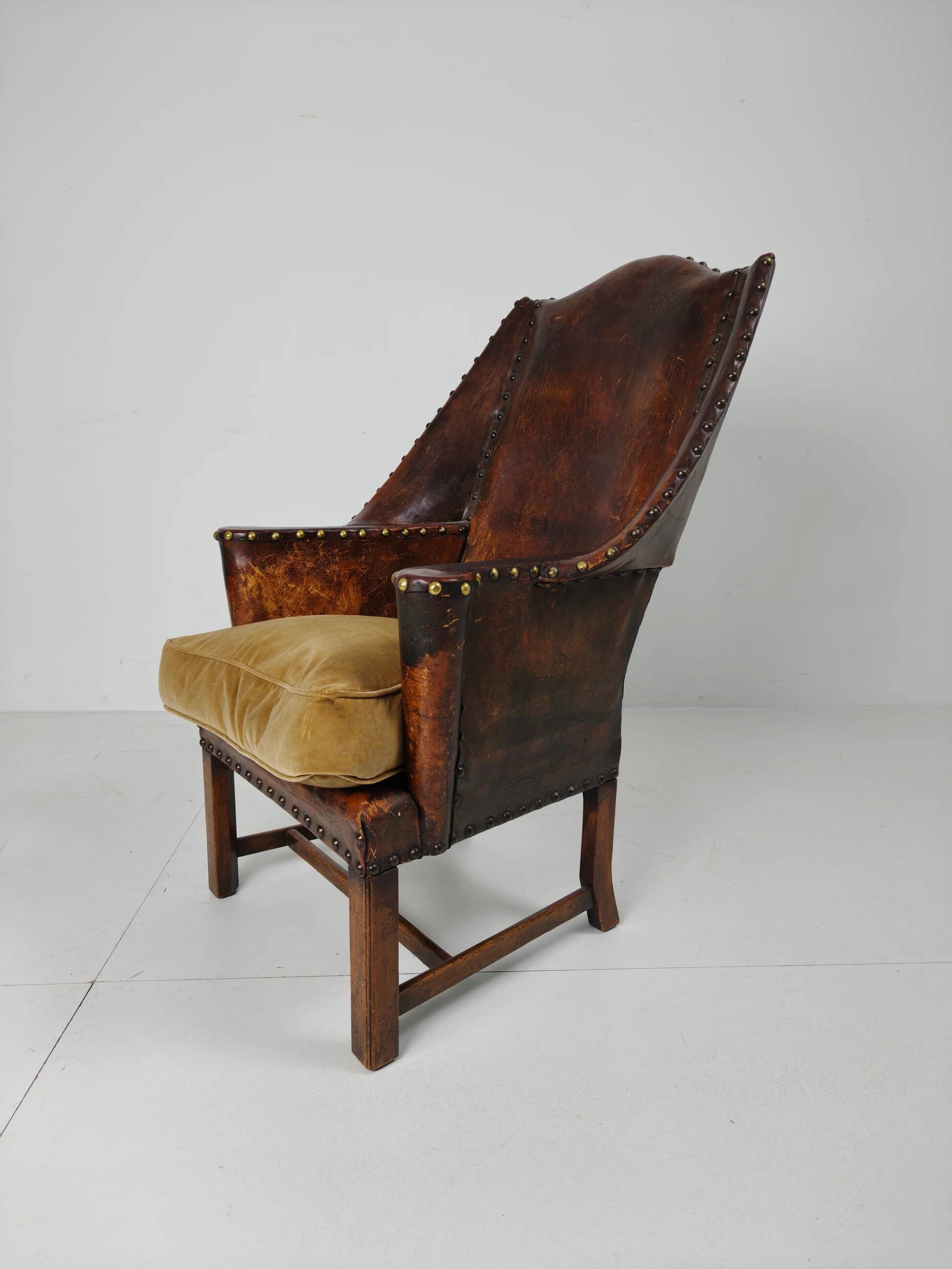 Antique leather armchair, England circa 1800