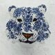 Masque de tigre en céramique bleu de Delft