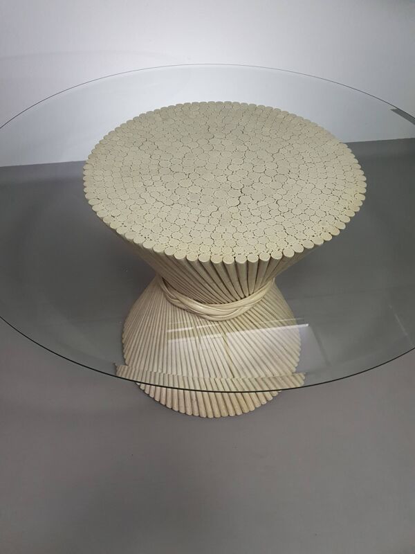 Table à manger rétro vintage gerbe de blé bambou par mcguire america large 122 hauteur 72 cm