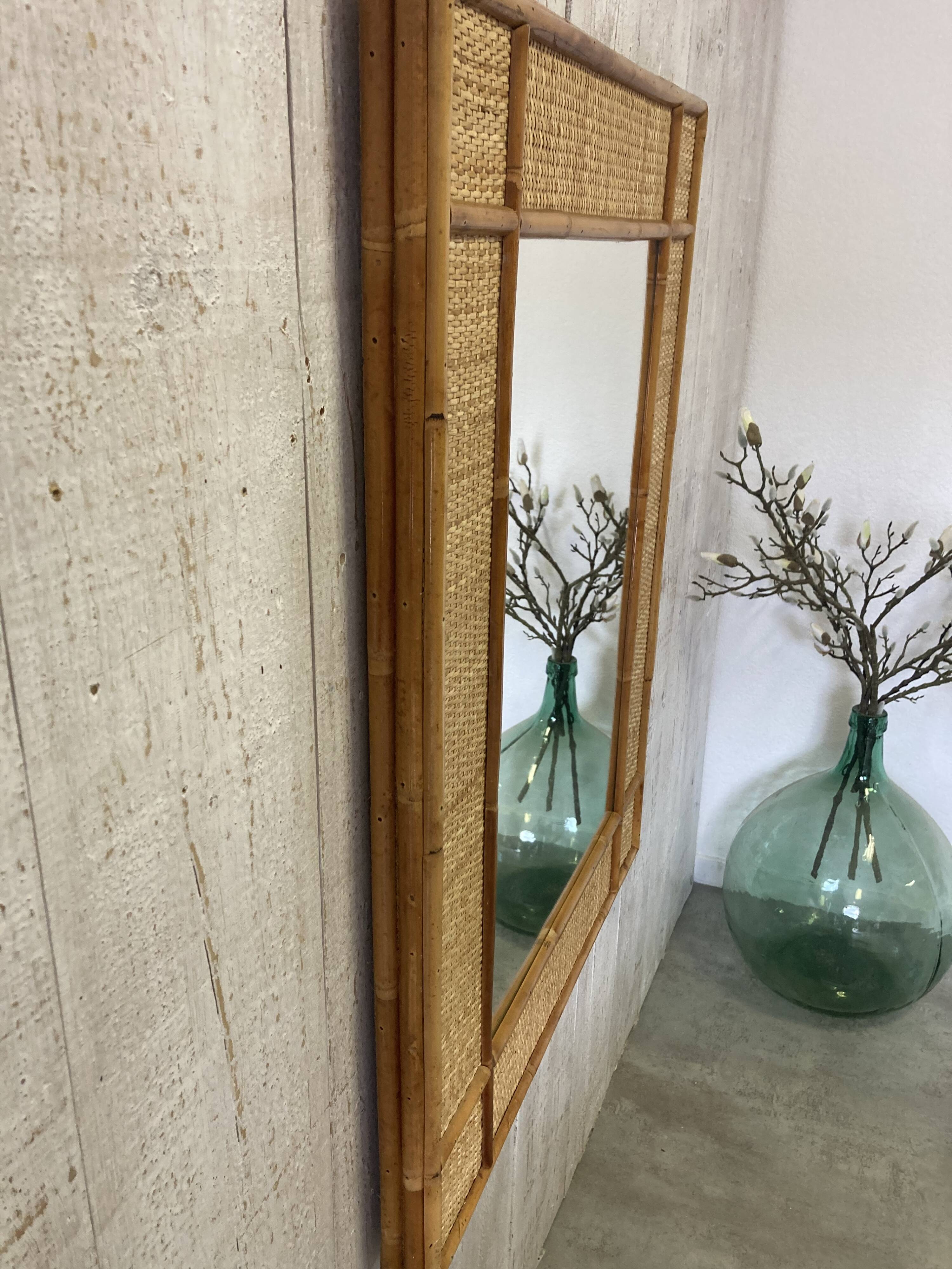 Miroir en rotin vintage