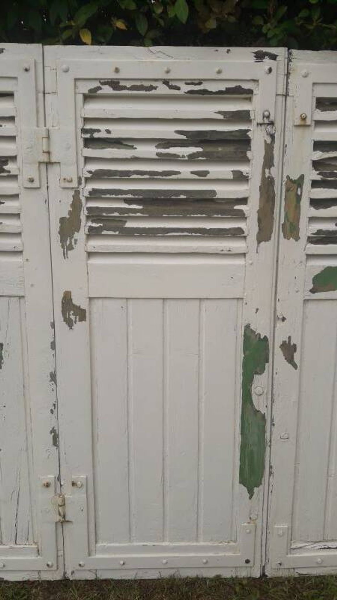 Volets 4 vantaux H148xL245cm persiennes chêne anciens paire 1