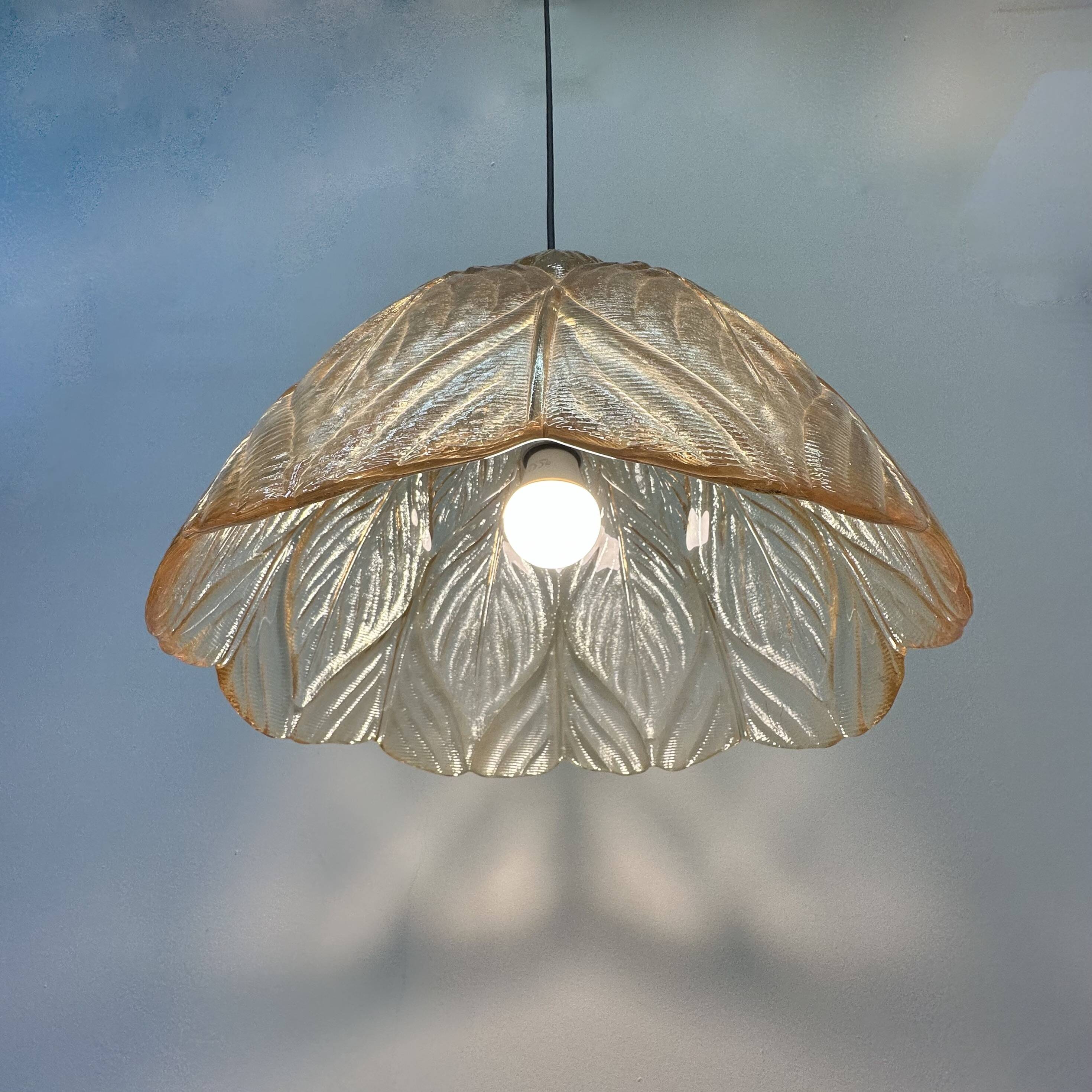 Peil & Putzer glass leaf hanging lamp , 1970’s