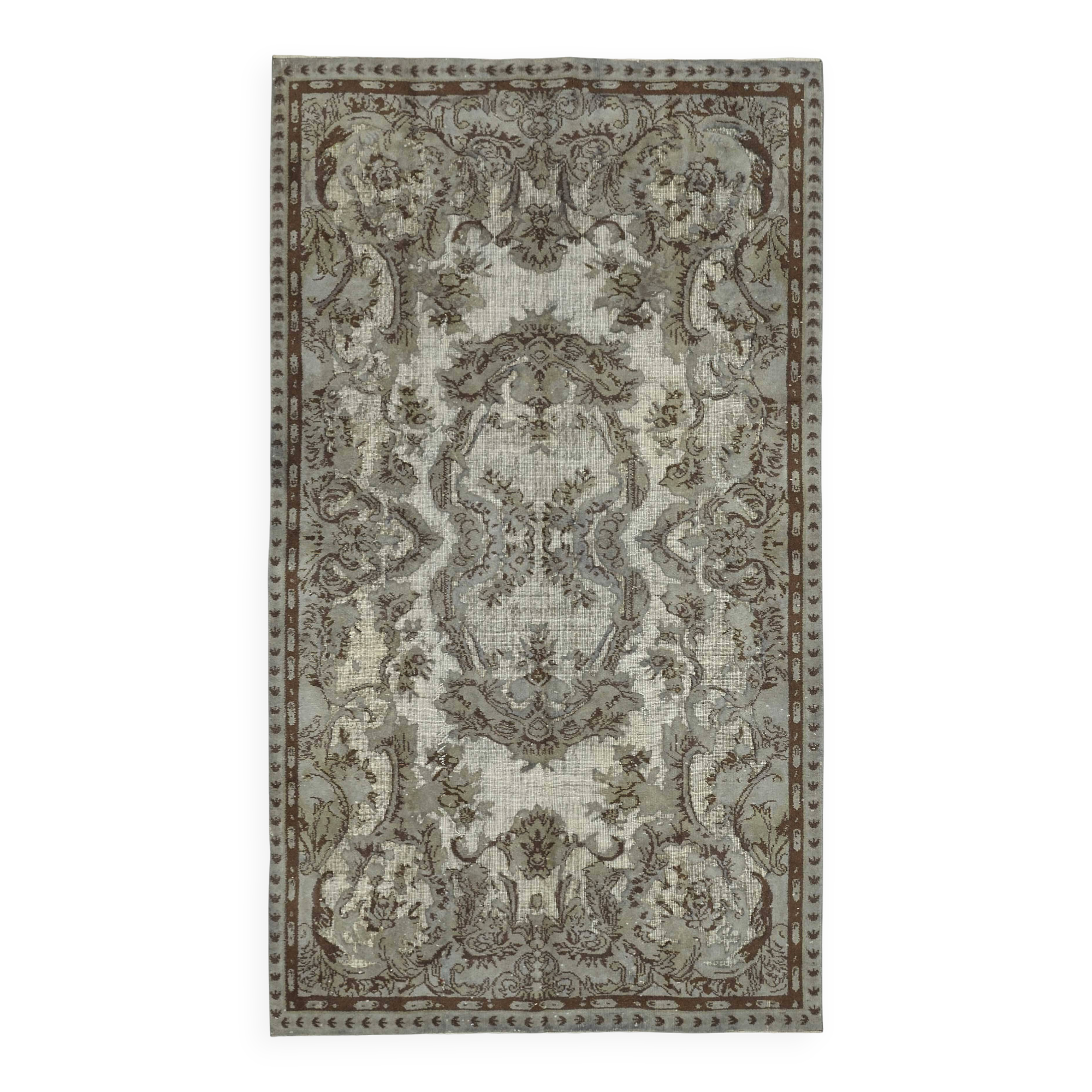 Overdyed Wool Vintage Handmade Carved Rug 168 cm x 287 cm