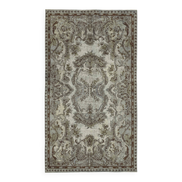 Overdyed Wool Vintage Handmade Carved Rug 168 cm x 287 cm