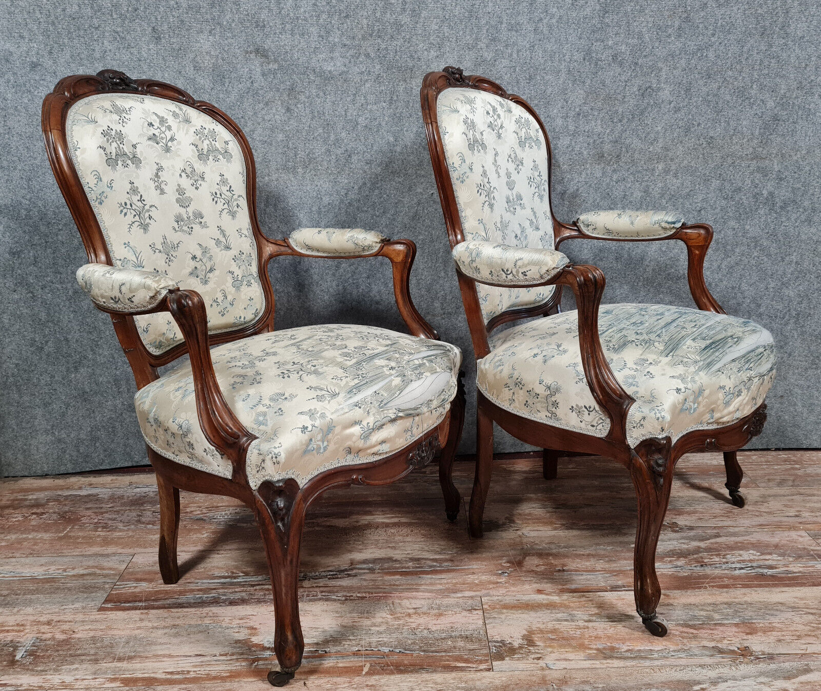 Pair of armchairs from the Napoleon III period in rosewood