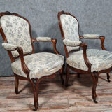Pair of armchairs from the Napoleon III period in rosewood