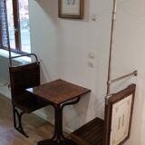 Lot of two wooden subway chairs with table