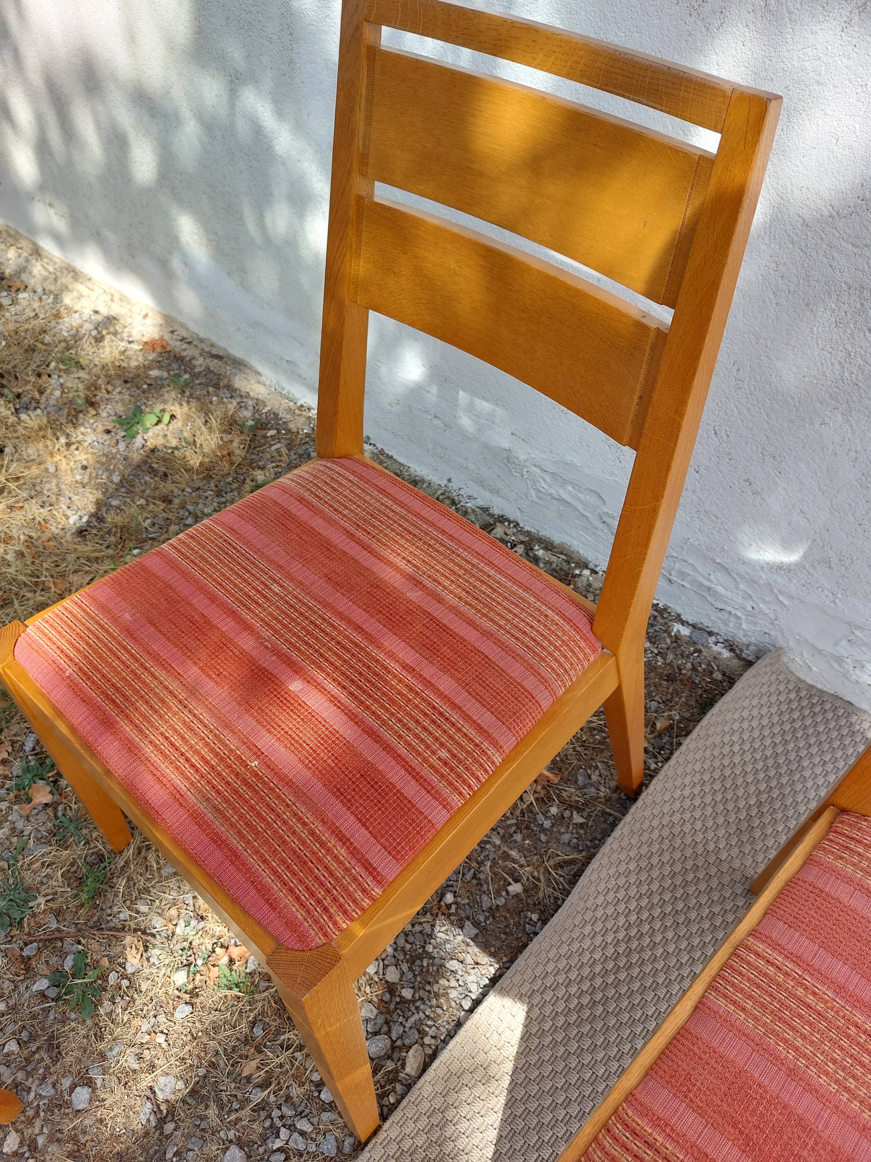 4 cosy chairs, solid wood and fabric