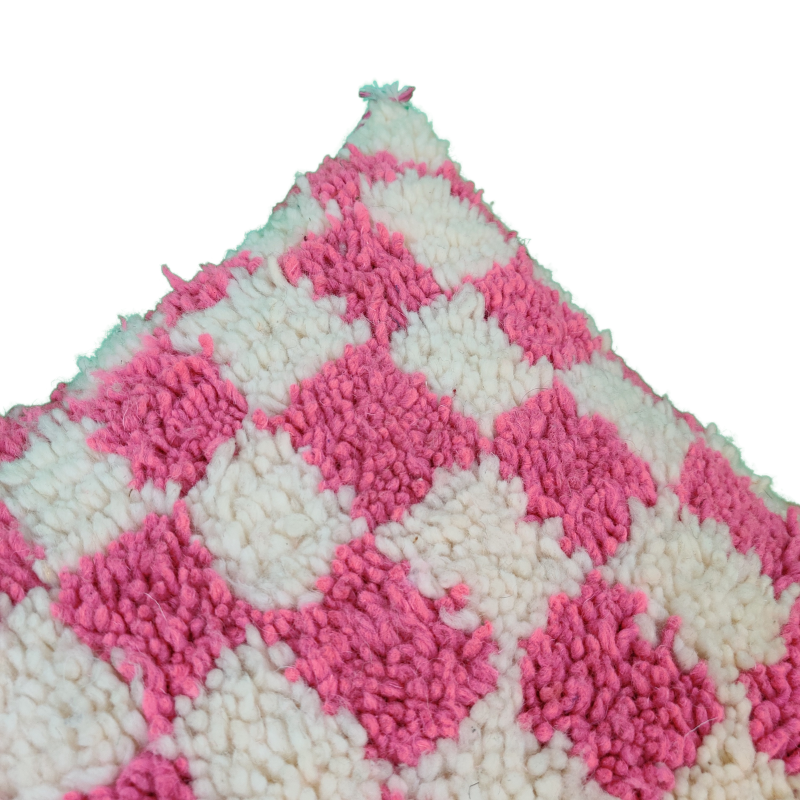 Berber cushion chessboard pink Beni Ouarain